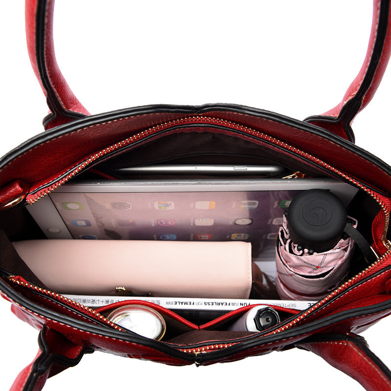 Women’s Luxury Embossed Designer Leather Handbag Elegant Shoulder Tote Purse