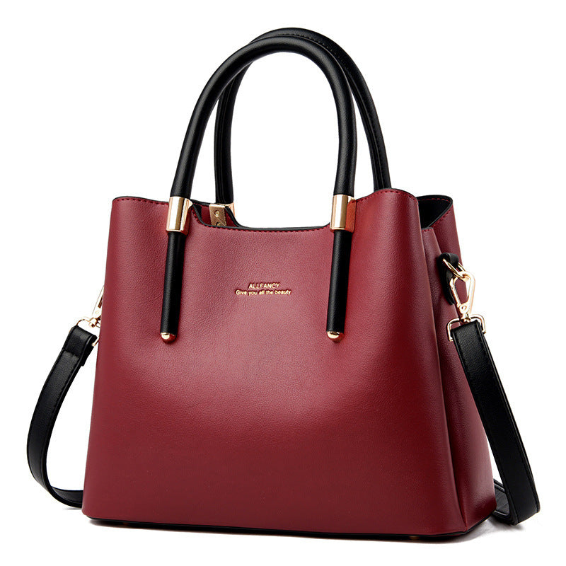 Women’s Large Capacity Horizontal Square Double Handle Leather Handbag