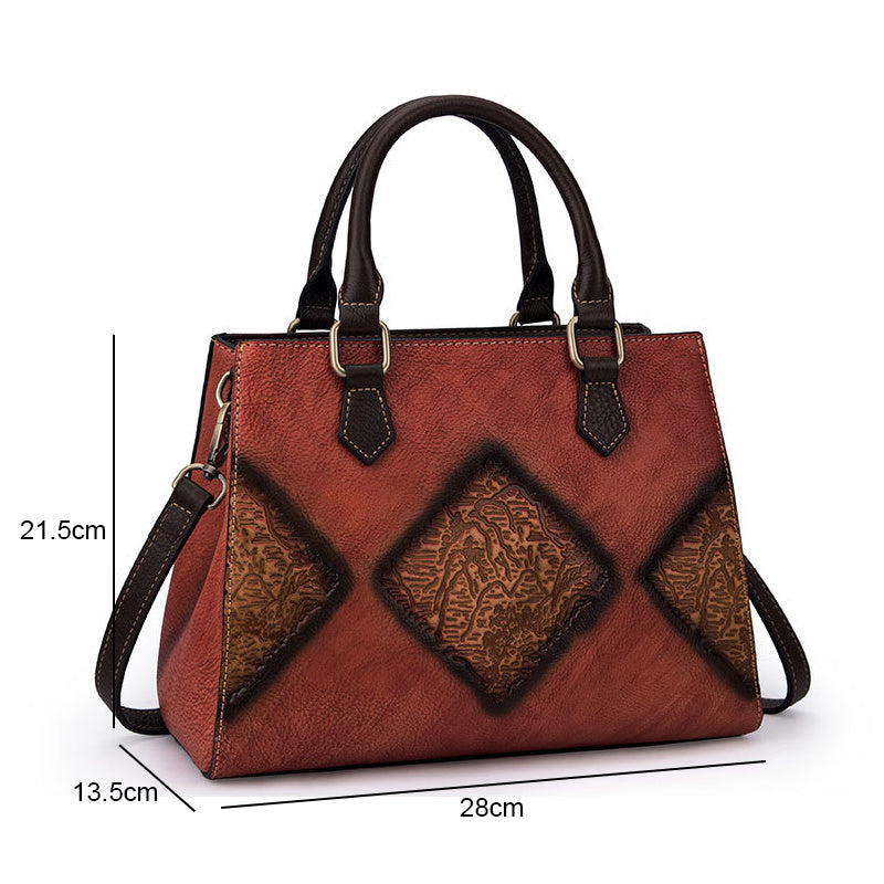 Womens Top Layer Cowhide Retro European Luxury Handbag
