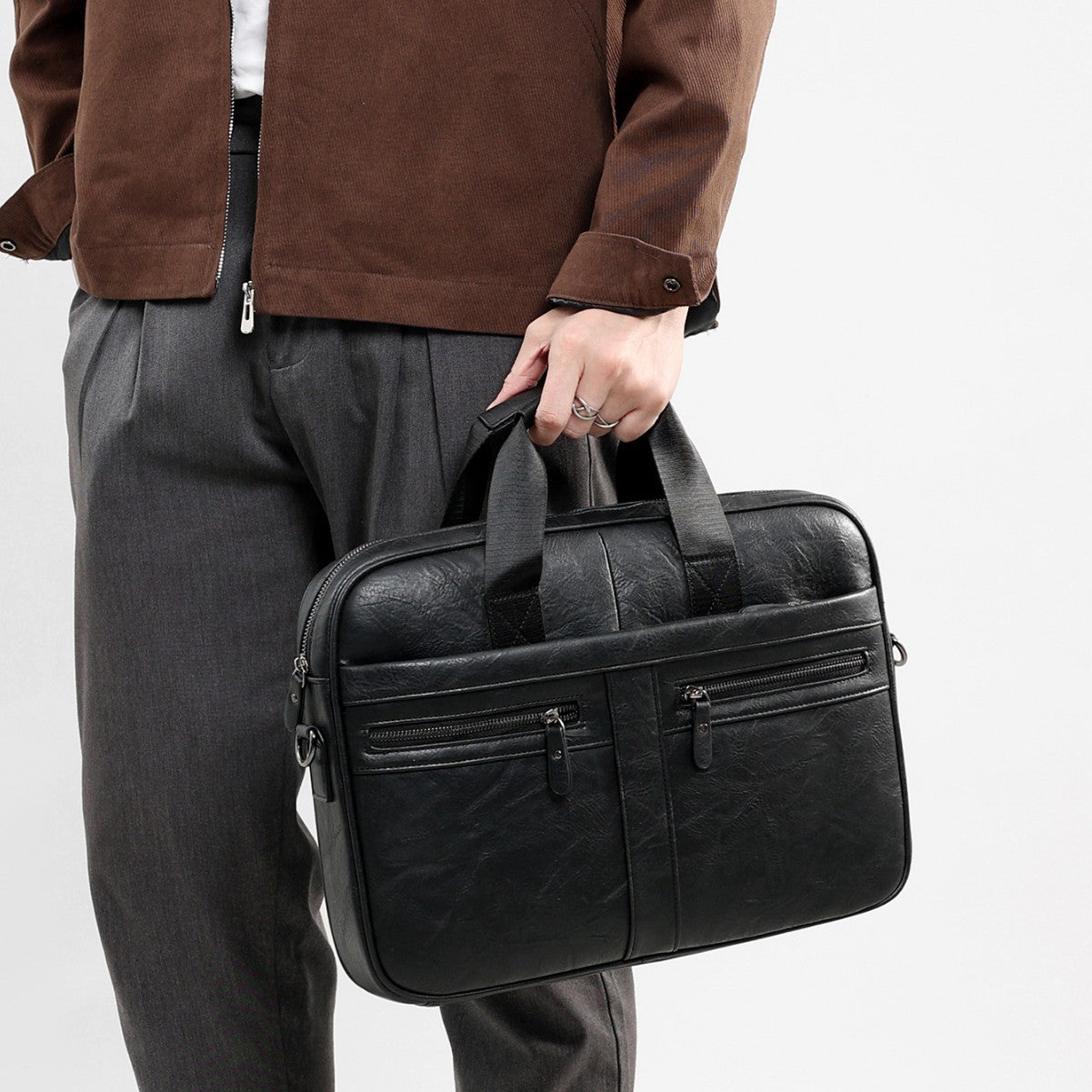 Mens Retro Crazy Horse Pattern Briefcase | Leather Office Bag