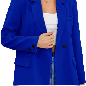 Women's Elegant Metal Button Blazer for Chic Winter Style