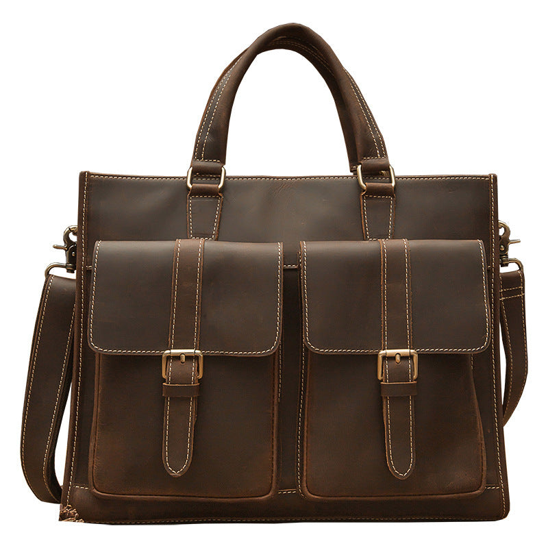 Mens Handmade Vintage Leather Briefcase - Cowhide Leather