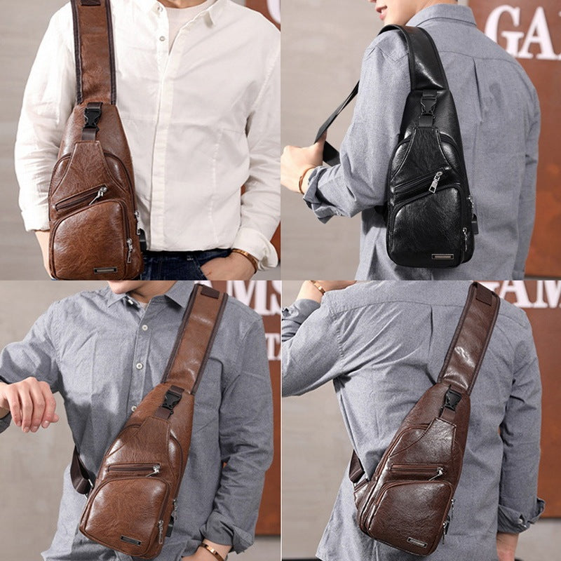 Men's USB Charging Chest Bag Diagonal Messenger Travel Shoulder