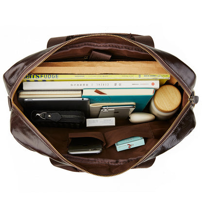 Men’s Leather Business Briefcase Classic Office Work Shoulder Laptop Handbag
