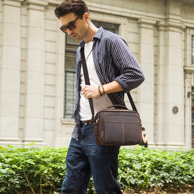 Mens Multifunctional Large Capacity Leather Bag