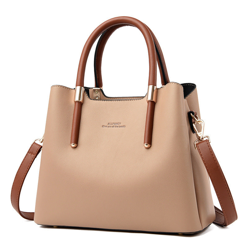 Womens Horizontal Square Double Root handbag - Large Capacity