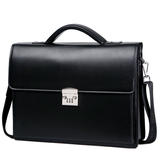 Men’s Leather Business Handbag Classic Office Briefcase Work Shoulder Bag