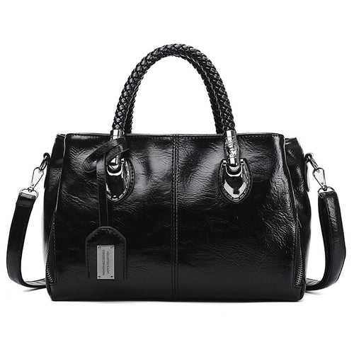 Women's Vintage Oil Wax Leather Luxury Handbag for Timeless Style