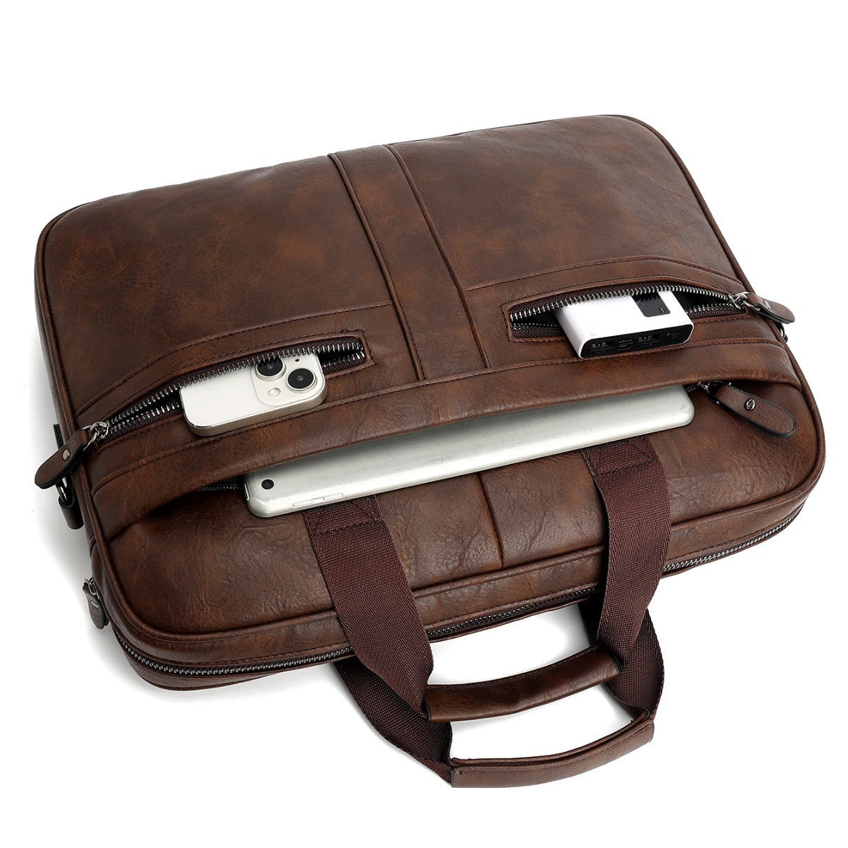 Mens Retro Crazy Horse Pattern Briefcase | Leather Office Bag