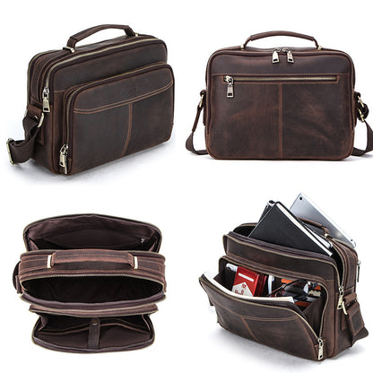 Men’s Multifunctional Leather Bag Large Capacity Travel Business Handbag
