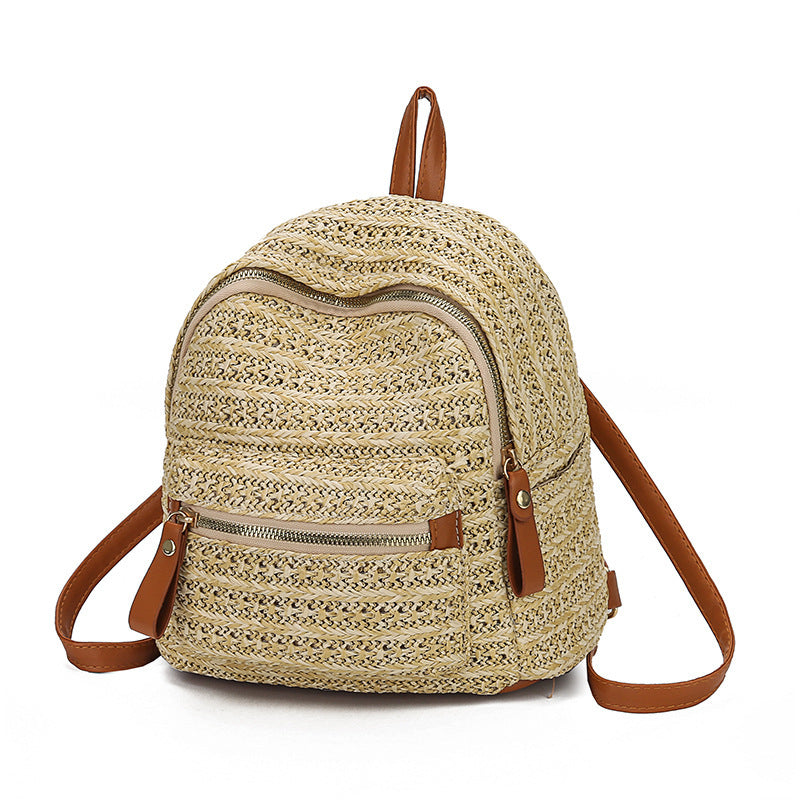 Women’s Straw Woven Casual Backpack for Travel and Everyday Style