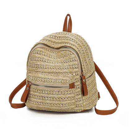 Women’s Straw Woven Casual Backpack for Travel and Everyday Style