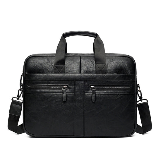 Men’s Retro Crazy Horse Leather Briefcase Stylish Office Work Bag
