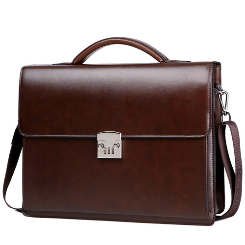 Men’s Leather Business Handbag Classic Office Briefcase Work Shoulder Bag