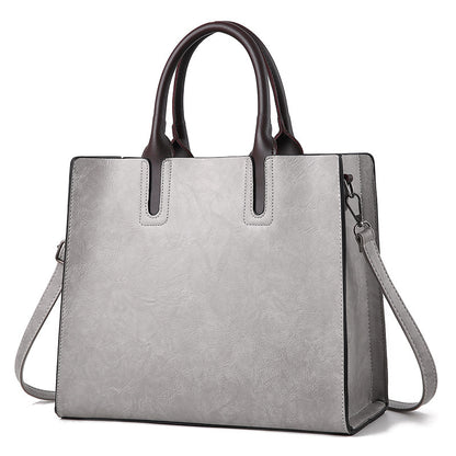 Women’s Large Capacity Soft Square Vertical Casual Leather Handbag Tote