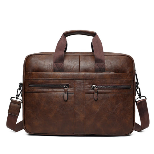 Men’s Retro Crazy Horse Leather Briefcase Stylish Office Work Bag