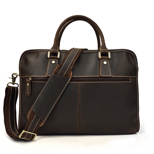 Men’s Vintage Leather Commuter Business Handbag Stylish Office Shoulder Bag