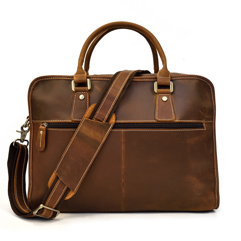 Mens Vintage Leather Commuter Handbag Business