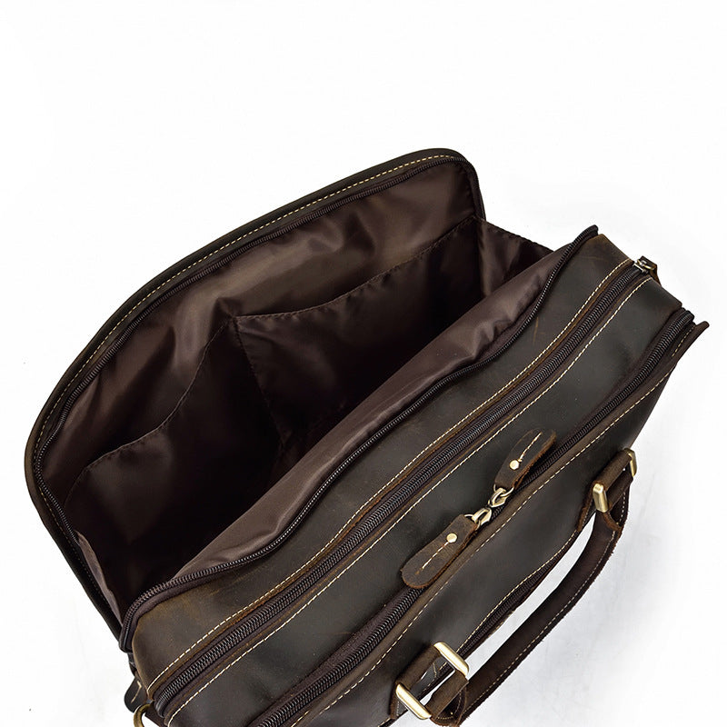 Men’s Vintage Leather Commuter Business Handbag Stylish Office Shoulder Bag