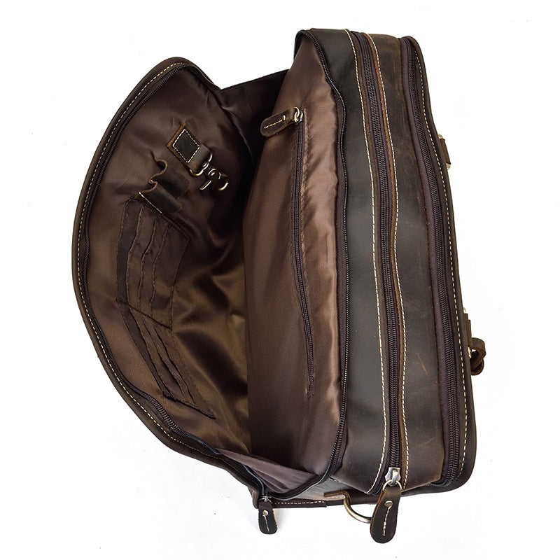 Mens Vintage Leather Commuter Handbag Business