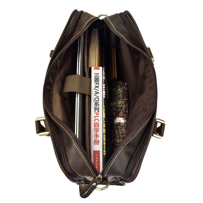 Men’s Vintage Leather Commuter Business Handbag Stylish Office Shoulder Bag