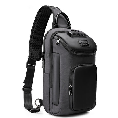 Men's Casual Chest Bag With Lock Waterproof Shoulder Strap