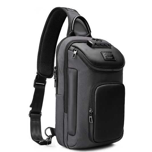 Men's Casual Chest Bag With Lock Waterproof Shoulder Strap