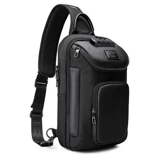 Men's Casual Chest Bag With Lock Waterproof Shoulder Strap