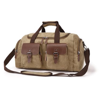 Men’s European American Style Portable Canvas Travel Shoulder Duffle Bag