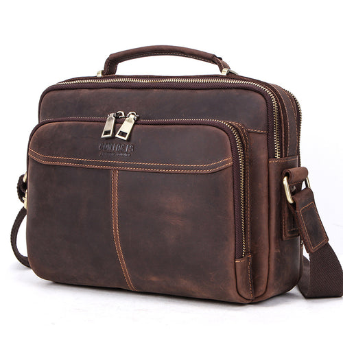 Men’s Multifunctional Leather Bag Large Capacity Travel Business Handbag