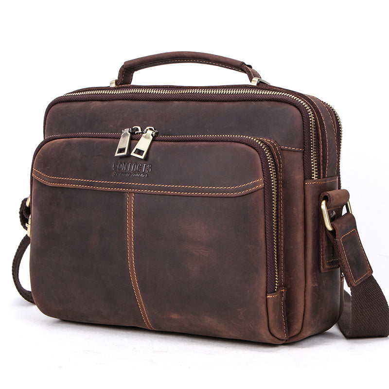 Mens Multifunctional Large Capacity Leather Bag