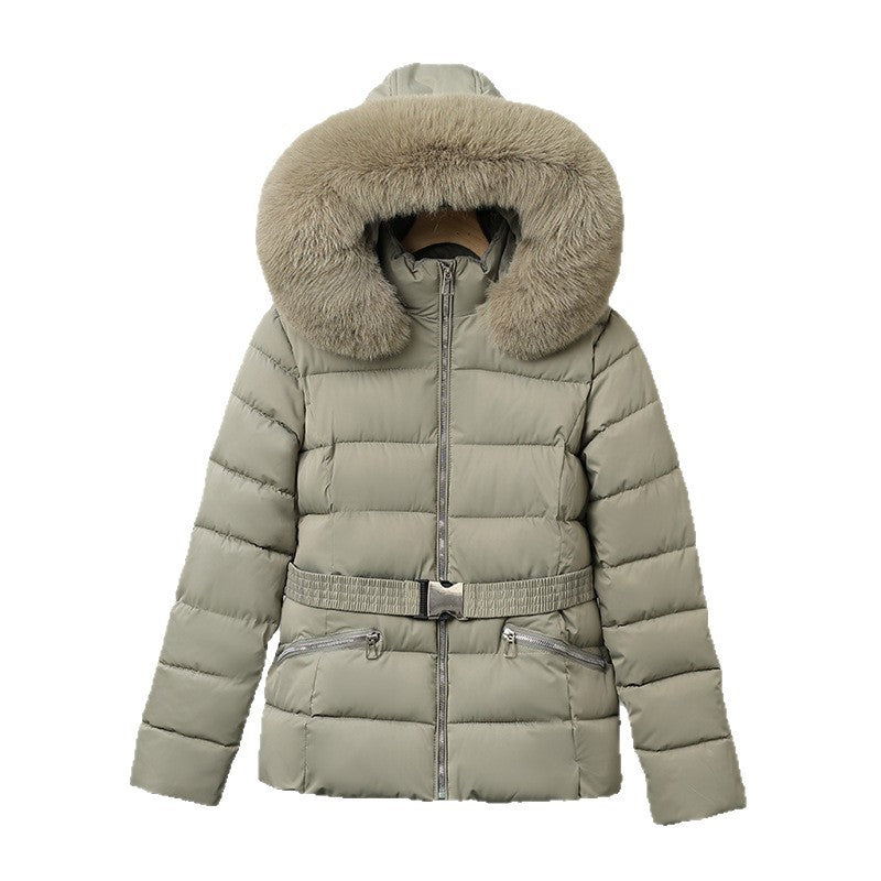 Women's Elegant Warm Cotton-Padded Coat with Fur Collar