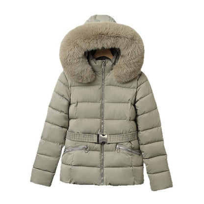 Women's Elegant Warm Cotton-Padded Coat with Fur Collar
