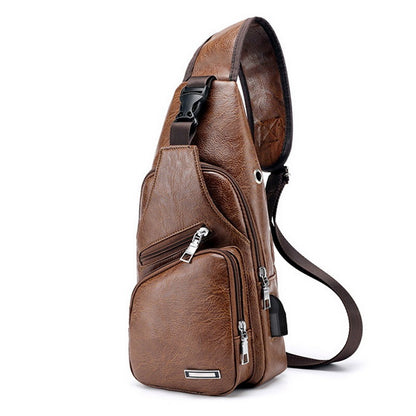 Men's USB Charging Chest Bag Diagonal Messenger Travel Shoulder