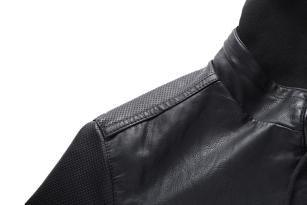 Men's Hooded Leather Jacket with Stand Collar for Winter Style