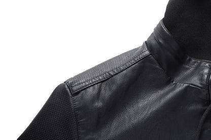 Men's Hooded Leather Jacket with Stand Collar for Winter Style
