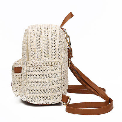 Women’s Straw Woven Casual Backpack for Travel and Everyday Style