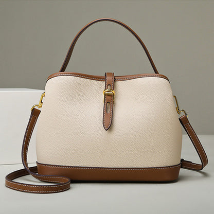 Women’s Lychee Pattern Large Capacity Contrast Color Shoulder Messenger Bag