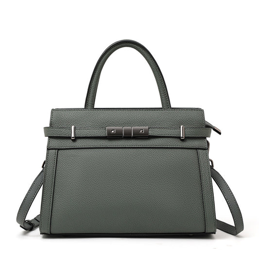 Women’s Luxury Genuine Leather Clamshell Handbag Stylish Shoulder Purse