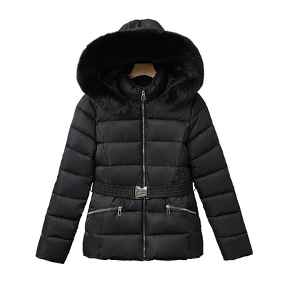 Women's Elegant Warm Cotton-Padded Coat with Fur Collar