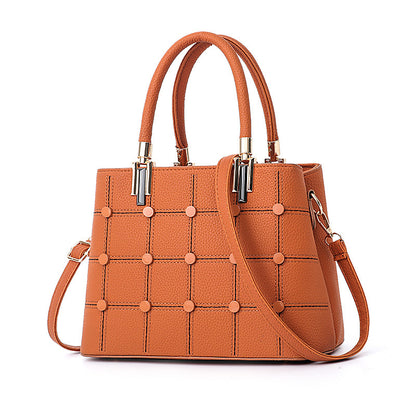 Women’s Luxury Rivet Leather Large Capacity Handbag Shoulder Tote Purse