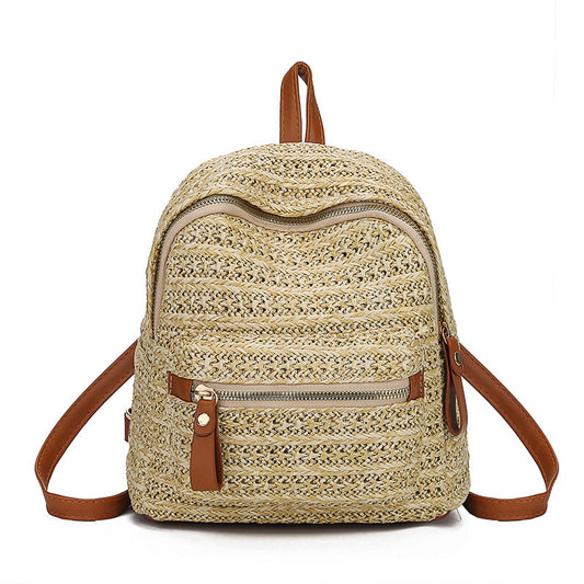 Women’s Straw Woven Casual Backpack for Travel and Everyday Style