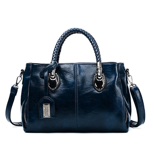 Women's Vintage Oil Wax Leather Luxury Handbag for Timeless Style