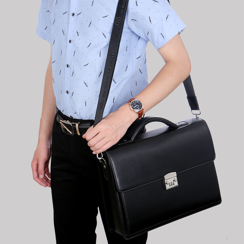Men’s Leather Business Handbag Classic Office Briefcase Work Shoulder Bag
