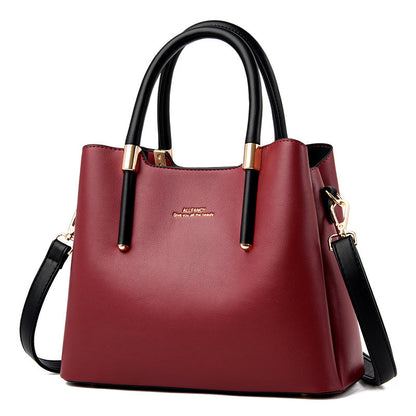 Women’s Large Capacity Horizontal Square Double Handle Leather Handbag