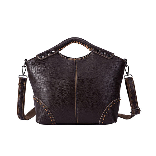 Women’s Designer Lychee Pattern Cowhide Leather Handbag Elegant Shoulder Bag