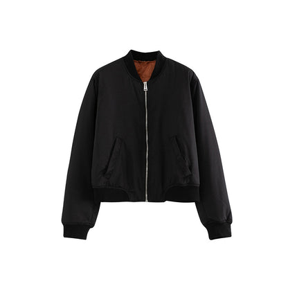 Women's Classic Cotton Bomber Jacket with Timeless Baseball Style
