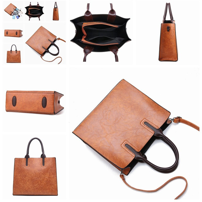 Women's Square Vertical Casual Handbag - Soft & Large Capacity