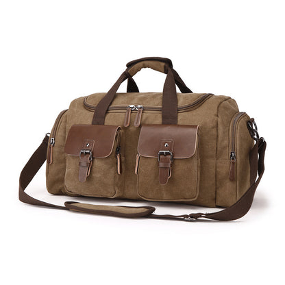 Men’s European American Style Portable Canvas Travel Shoulder Duffle Bag