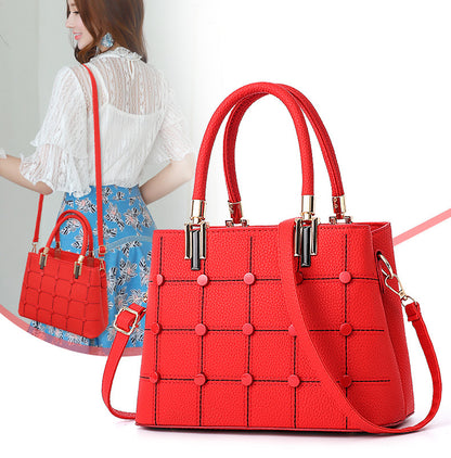 Women’s Luxury Rivet Leather Large Capacity Handbag Shoulder Tote Purse